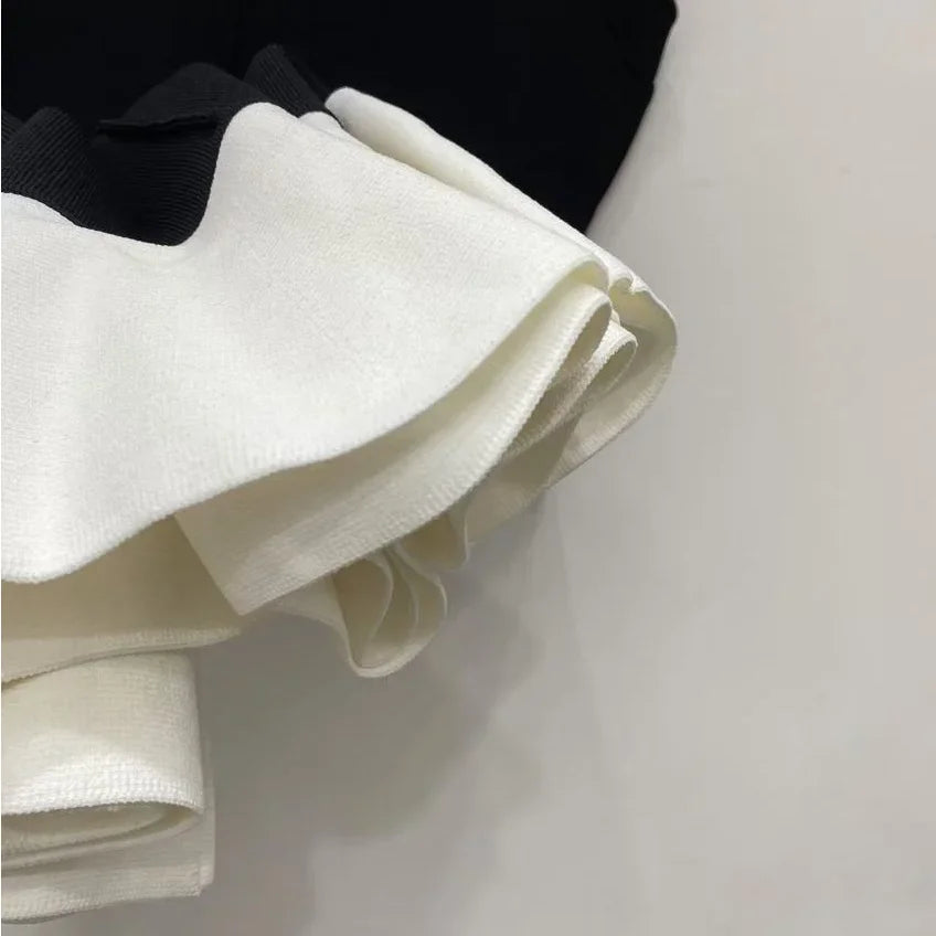 Black Knited Mini Dress Women 2025 Spring Neckline Pearls Elegant Sleeveless Female Dresses 5240364