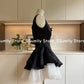 French Elegant Princess Style Slim Dress Women Mesh Black White Contrasting Puffy Dresses Summer Hepburn Chic Party Clothes 2025