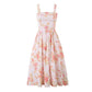 SAW Independent Station Pure Desire Square Collar Dress with Pocket Pink Print Ribbon Corduroy Sleeveless Women's Dress