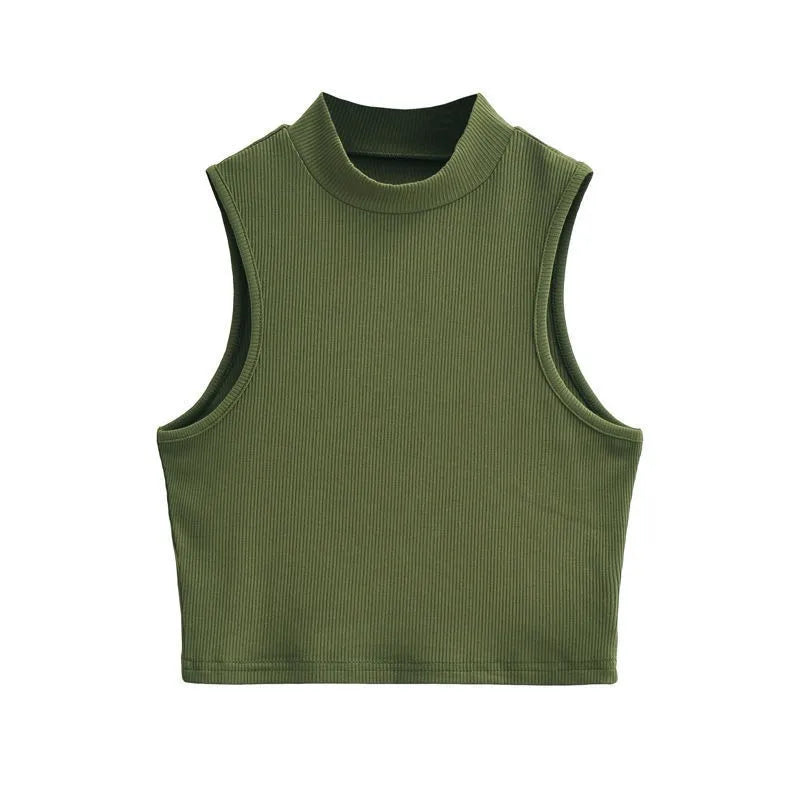 New Arrivals Yoga Fitness Camis Tanks Women Sexy Skinny Cropped Tank Tops Vintage Y2K Turtleneck Camisole Sports Tee Shirt Woman
