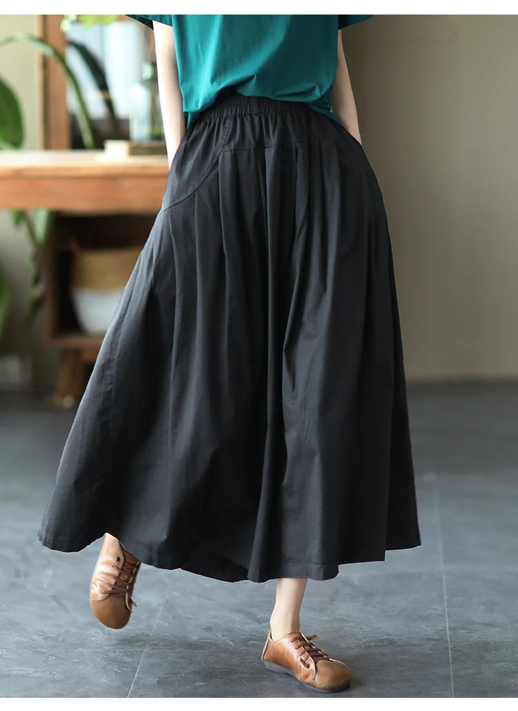 Max LuLu Japan Style Summer Streetwear Fashion Women Khaki A-Line Skirts Ladies Elastic Casual Long Skirt Girls Vintage Clothes