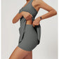 Yoga skirt anti-slip sports dress outdoor one-piece zip tennis skirt running fitness badminton dresses