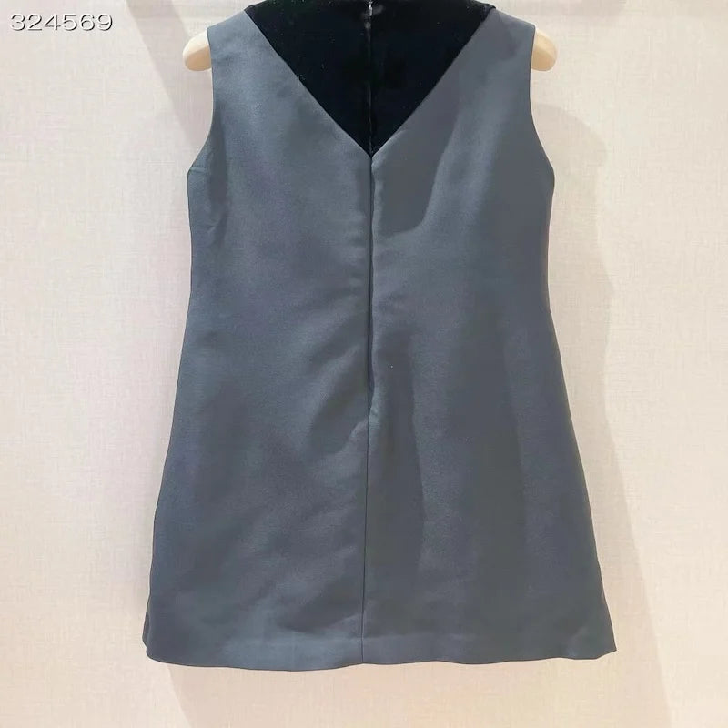 Fyion 2024 New Runway Design Summer Sleeveless Black Dress Women Beading Sexy Ladies Hot Sale Party Knee-Length Vestidos
