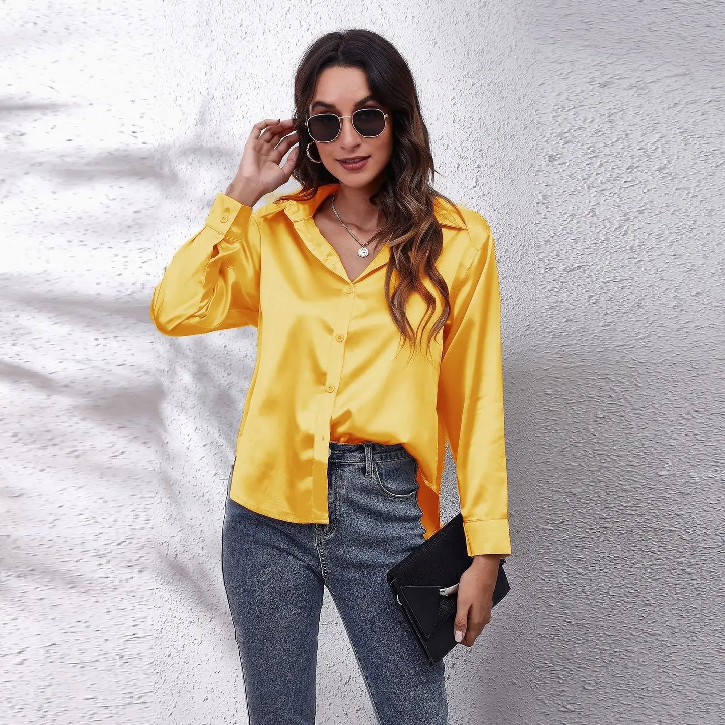 Satin Blouse Shirt Silk Tops Elegant Long Sleeve Loose Womens Blouses Camisas De Mujer Spring Autumn Streetwear Women Clothes