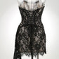 Talenza Women's Sexy Lace Dress Solid Color Sheer Patchwork High Waist Lace Dress Elegant Printed Strapless Slim Evening Dress
