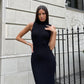 Tossy Sleeveless Knitwear Turtleneck Long Dress Female Slim Elegant Fashion Autumn 2023 Ribbed Knit Dress For Women Maxi Dress