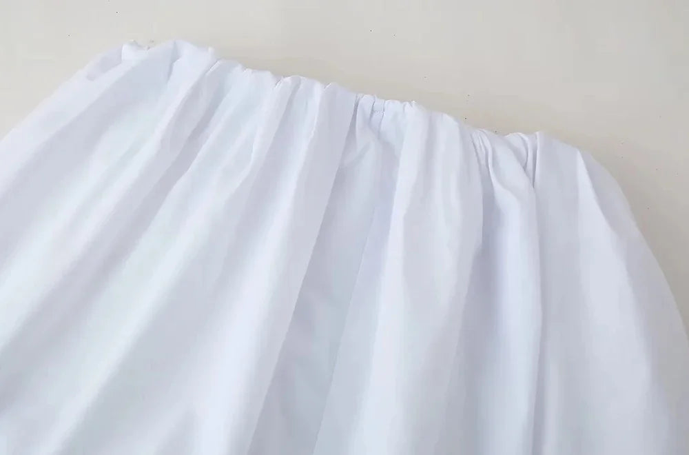 Mooyufon  Women's Balloon Mini Skirt, Mid Elastic Waist, Voluminous Hem, Female Skirts, Fashion