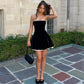 Talenza Black Strapless Lace Up Mini Dress Women's Sexy Off Shoulder Sleeveless Evening Dress Elegant Patchwork Summer Dress Y2k