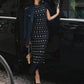 Diamond Decoration Women Sleeveless Knit Robe Black O-Neck Hem Ruffles Female Elegant Slim Midi Dress 2024 Early Autumn 5240265