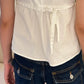 2024 New White Lace Tied Square Neck Summer T-shirts Chic Elegant Short Sleeve Tee Cotton Y2K Street Casual Bow Tie-up Top Women