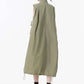 [EAM] Women Green Pocket Hem Drawstring Big Size Vest Dress New Stand Collar Sleeveless Fashion Tide Spring Autumn 2025 1DJ0147