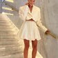 Office Lady Elegant Female Casual  Satin Mini Skirt Women Korean Fashion High Waist A-line Vintage White Balloon Skirt