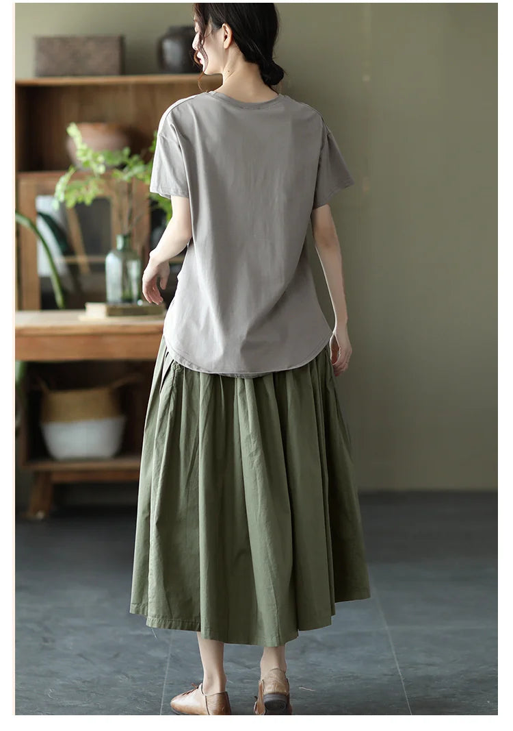 Max LuLu Japan Style Summer Streetwear Fashion Women Khaki A-Line Skirts Ladies Elastic Casual Long Skirt Girls Vintage Clothes