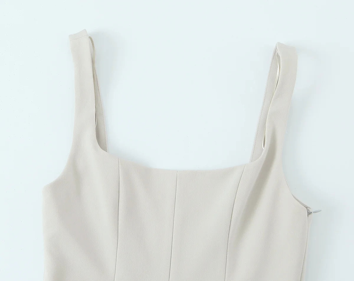Women's new chic fashion flip decoration casual versatile suspender jumpsuit retro sleeveless backless women's short jumpsuit