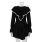 Jastie 2023 Autumn New Women's Dress Round Neck Long Bell Sleeve Ruffle Dresses Women's Temperament Design Short Black Dress