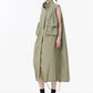 [EAM] Women Green Pocket Hem Drawstring Big Size Vest Dress New Stand Collar Sleeveless Fashion Tide Spring Autumn 2025 1DJ0147