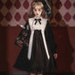 Contract Color Lolita Dress for Women Gothic Style Dark Girl Japanese Retro Op Dress Autumn and Winter Long Sleeve Black Dress
