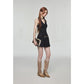 Summer Women Fashion Mini Halter Party Pleated Dress A-line Backless Black Striped V Neck Frocks Sexy Gyaru Y2k Streetwear Prom