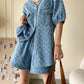 Women's Denim Short Sleeve Top and Shorts Two Piece Suit French Fashion Spring Summer Cowgirl Top Streetwear Korean Leisure New