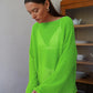 Original Fashion Hollow Out Knit Shirt Spring And Summer Women's Perspective Thin O-Neck Loose Elastic Long Sleeve Knit T-shirt