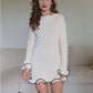 TARUXY Spring New Knitted Mini Dress For Women Fungus Contrast Color Slim Sweater Dress Elegant Female Party Clothes Long Sleeve