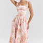 SAW Independent Station Pure Desire Square Collar Dress with Pocket Pink Print Ribbon Corduroy Sleeveless Women's Dress