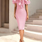 Women's Off Shoulder Bandage Midi Dress Luxury Design Ruffled  Elegant Black Sleeveless Ruffled Sexy Club Party Evening Dresses