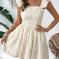 Elegant Women Summer Lace Floral Patchwork Corset Mini Dress Sleeveless Square Neck Tie-up Short Tank A-line Flowy Party Dress