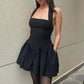 Trendix Ruffle Mini Dress Femme Sexy Backless Patchwork Sleeveless Slim A-Line Dress Vacation Casual Beach Party Elegant Dresses