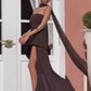 Casual Mesh Patchwork Women's Long Dress Fashion Strapless Split Banquet Dress 2025 Spring Summer Elegant Solid Holiday Dresses
