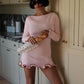 TARUXY Spring New Knitted Mini Dress For Women Fungus Contrast Color Slim Sweater Dress Elegant Female Party Clothes Long Sleeve