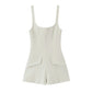 Women's new chic fashion flip decoration casual versatile suspender jumpsuit retro sleeveless backless women's short jumpsuit