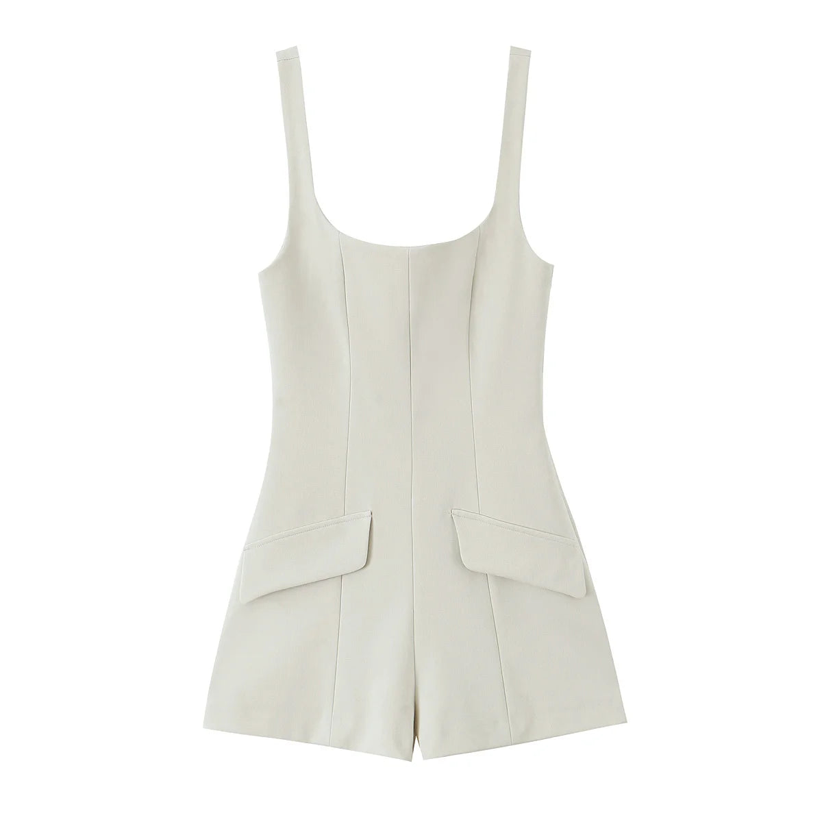 Women's new chic fashion flip decoration casual versatile suspender jumpsuit retro sleeveless backless women's short jumpsuit