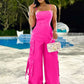 Fashion Multi Pocket Cargo Pants Wide Leg Jumpsuit Rompers Women Khaki Spaghetti Strap Backless One Piece Overalls Streetwear