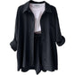 Summer Cotton Linen High Waist Shirt Shorts Women Turn Down Collar Long Sleeve Tops and Shorts Suit Cotton Casual Two Piece Sets