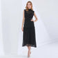 TWOTWINSTYLE Vintage Ruched Dress For Women Stand Collar Sleeveless High Waist Chiffon Midi Dresses Female 2022 Fashion New