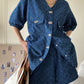 Women's Denim Short Sleeve Top and Shorts Two Piece Suit French Fashion Spring Summer Cowgirl Top Streetwear Korean Leisure New