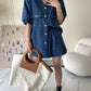 Women's Denim Short Sleeve Top and Shorts Two Piece Suit French Fashion Spring Summer Cowgirl Top Streetwear Korean Leisure New