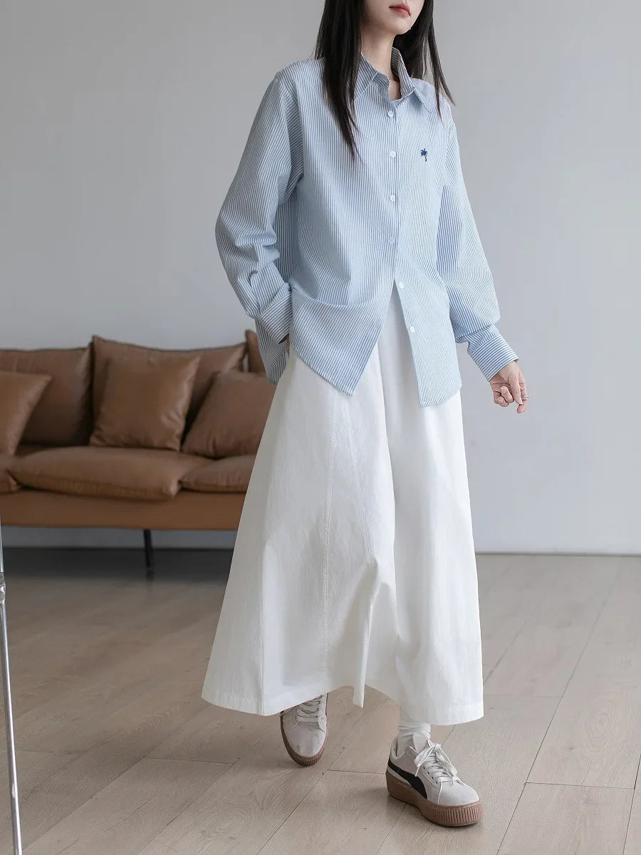 Elegant White A- Line Mini Skirt Women's Spring Summer New French Style Long Skirt Slimming Polyester Fiber Solid Color Skirt