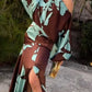 Evening Dresses  Vacation Style Elegant Socialite Printed Off Shoulder Slit Dress