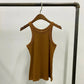 （High  Quality）2025 Women Tops Racer Vest Women Solid Color All-match Elastic Cotton Espera Base Vest LUXURY Nordic Style Casual