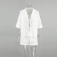 TARUXY Fashion White Cotton Linen Hollow Out Lace Up Top And Short Pants Suit Women's Loose Top Casual Splice Sets Lady Summer