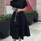 GALCAUR Elegant Two Piece Sets For Women Lapel Short Sleeve Tops High Waist A Line Pleated Skirts Solid Set Female Summer 2023