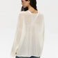 Original Fashion Hollow Out Knit Shirt Spring And Summer Women's Perspective Thin O-Neck Loose Elastic Long Sleeve Knit T-shirt