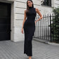 Tossy Sleeveless Knitwear Turtleneck Long Dress Female Slim Elegant Fashion Autumn 2023 Ribbed Knit Dress For Women Maxi Dress