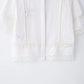 TRAFZA Women Fashion O-Neck Crocheting Details White Skirt Suit Short-sleeve Blouse+Side Zipper White Pleated Midi Se Long Skirt
