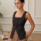 AEL Women's Sleeveless Vest Women Fashion Front Buttons Waistcoat Vintage Square Neck Sleeveless Female Outerwear Chic Tops