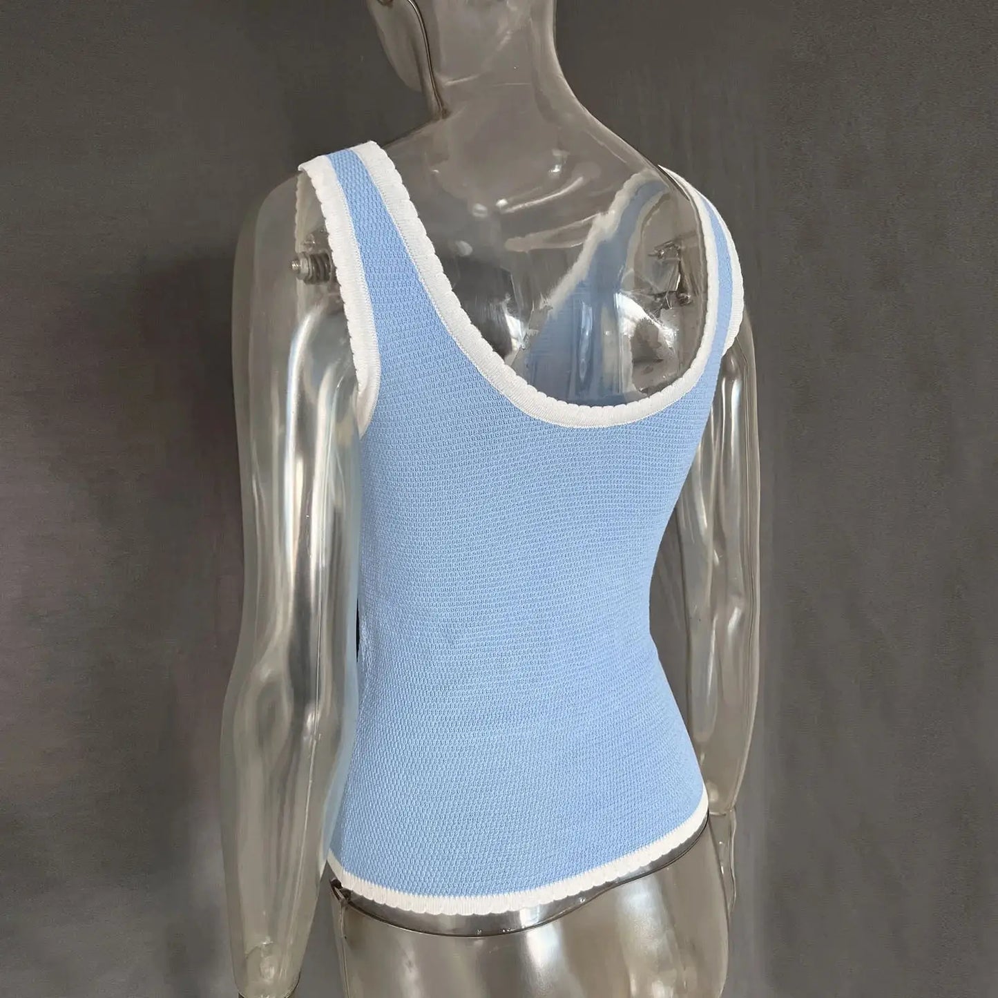 Bow V-neck Knitted Slim Crop Top Women Summer Patchwork Spaghetti Strap Sleeveless Tank Tops Casual Streetwear All-match Vests