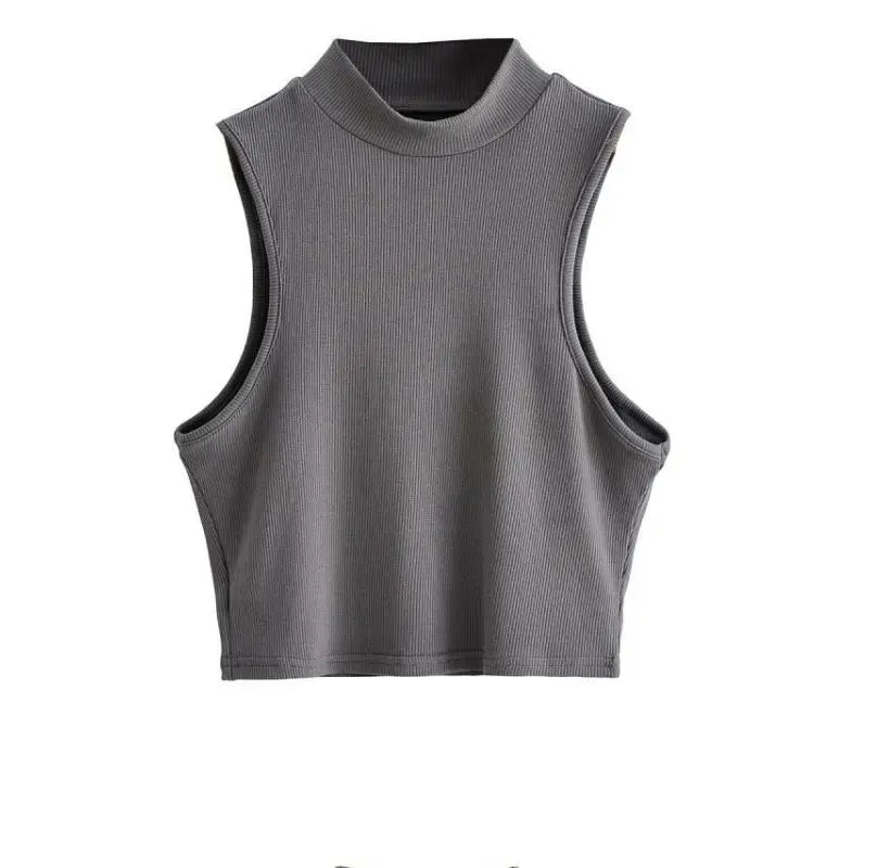 New Arrivals Yoga Fitness Camis Tanks Women Sexy Skinny Cropped Tank Tops Vintage Y2K Turtleneck Camisole Sports Tee Shirt Woman