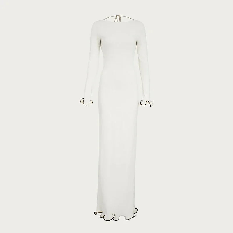 TARUXY Spring New Knitted Mini Dress For Women Fungus Contrast Color Slim Sweater Dress Elegant Female Party Clothes Long Sleeve